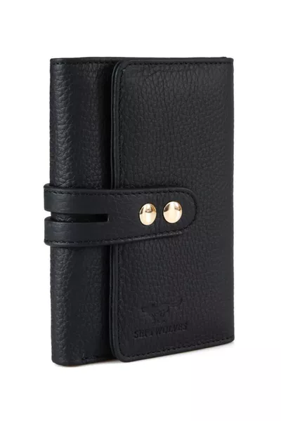 Дамско портмоне и калъф за карти от естествена кожа с златни детайли