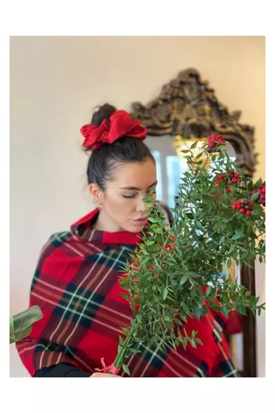 Écharpe écossaise rouge et verte