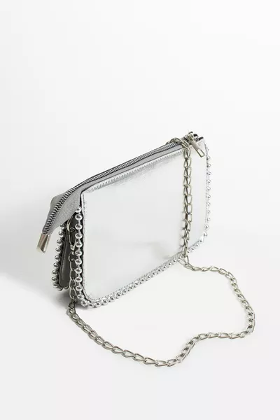 محفظة حقيبة نسائية بحزام متقاطع وسلسلة مع مسامير