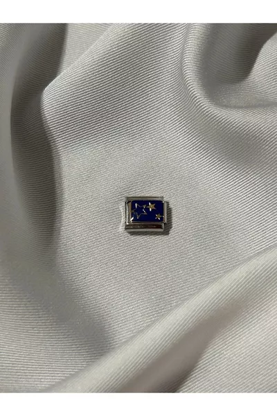 Charm Italiano con Stella Blu in Acciaio Inossidabile