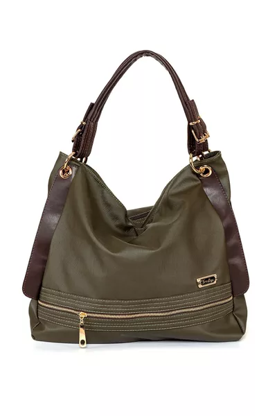 Damen Schultertasche aus grünem weichem Leder