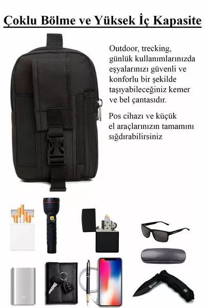 Black Men's Phone Compartment Tactical Waist Belt Bag Chest Travel Daily Bodybag