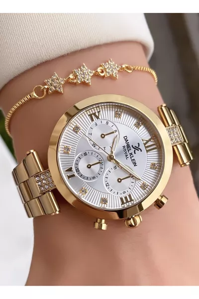 Gold Color - 2 Year Warranty - Includes Bracelet Gift - Women's Wristwatch