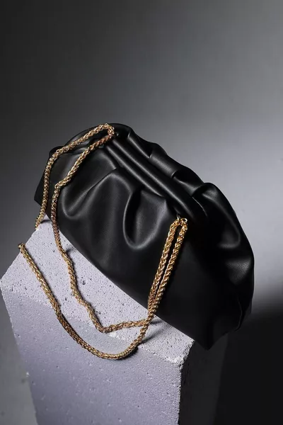 Zwarte Dames Schoudertas met Ketting