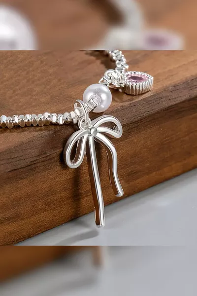 Браслет для женщин с бантом и сердцем, дизайн Pinterest