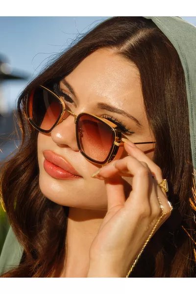 نظارات شمسية مستطيلة بنية للجنسين 