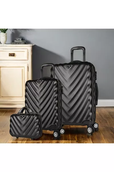 طقم حقائب لوتوس بألوان سوداء متوسطة وحجم المكياج 3 قطع