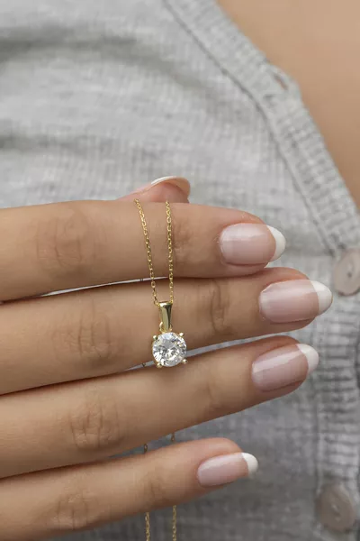 Setting Silver Gold Solitaire Design Necklace