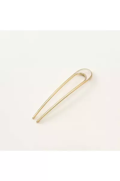 مشبك شعر معدني بتفاصيل عرق اللؤلؤ عتيق - 2