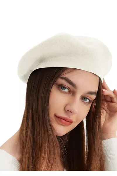 French Painter Australian Wool Felt Beanie Ecru