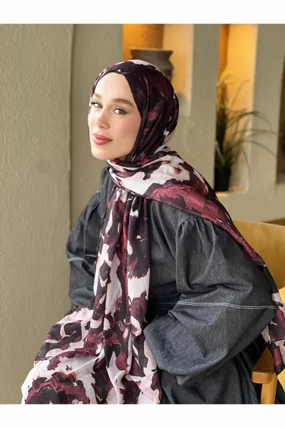 Sciarpa in bambù con motivo astratto ad acquerello