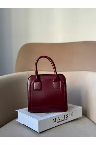 حقيبة يد وكتف نسائية من الجلد الصناعي البوردو، طراز عصري خالد بحمالة عابرة