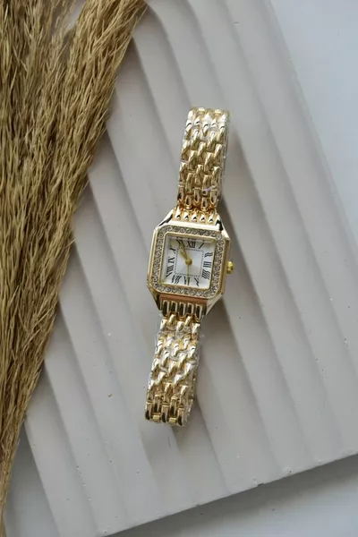  Minuten Horloge & Minimalistisch Vierkant Wijzerplaat Stalen Band Dameshorloge - Roségoud