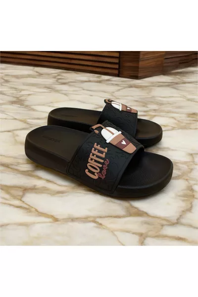 صنادل مناسبة للاستخدام اليومي بنقشة حب القهوة للشاطئ والمسبح والحديقة