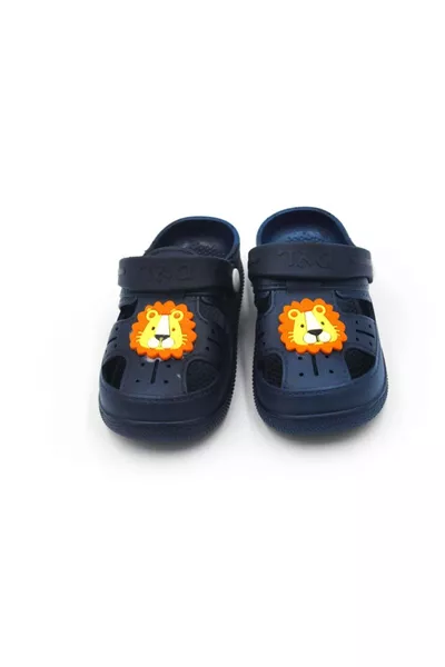 Çocuk Günlük Ortopedik Kaymaz Taban Hayvan Figürlü Çocuk Sandalet Terlik - Lacivert