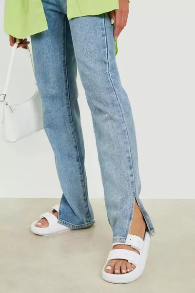 Lily Бели Двойни Каишки EVA Платформени Ежедневни Летни Джапанки за Плаж