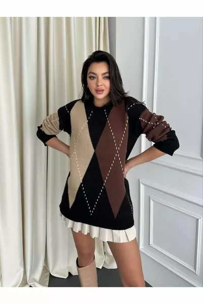 سترة نسائية محبوكة منقوشة بالماس