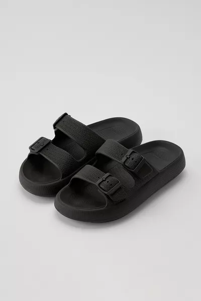 Lily Zwarte Dubbele Gesp Eva Platform Zomerschoenen Dagelijkse Slippers