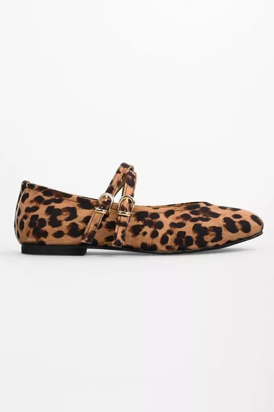 Women's Fiesty Leopard Print Double Band Ballet Flats