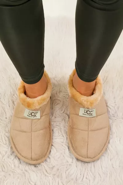 UCC Женская шерстяная зимняя плюшевая домашняя обувь с пантуфу