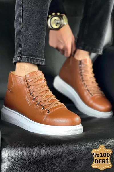  Roman Lace-Up Orthopédique Semelle Casual Cuir Véritable Hommes Sport Postal Bottes DBT Tan