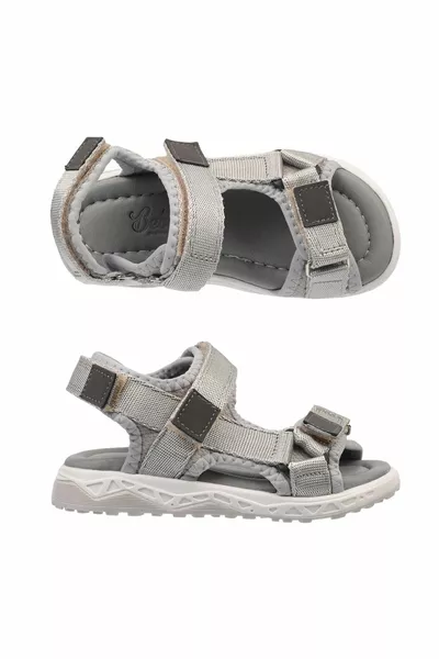 Слънчеви - сиви кожени детски сандали