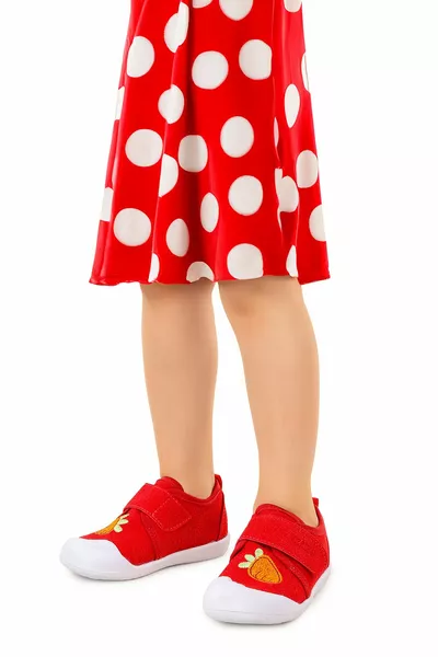 Karamazı Bambini Fragola Velcro Neonata Primo Passo Panduf Scarpe