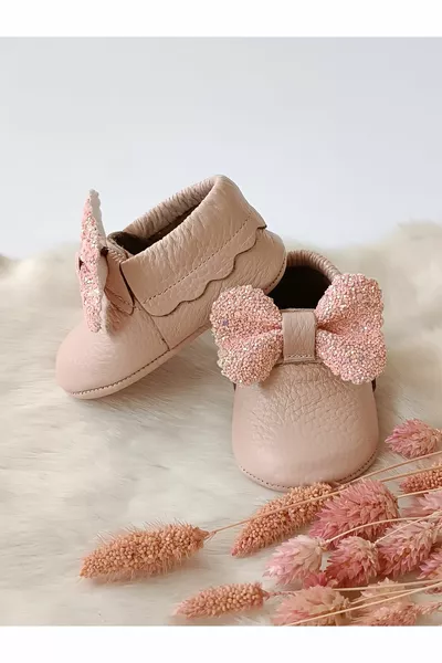 Sofia Powder Baby Mokassins aus echtem Leder