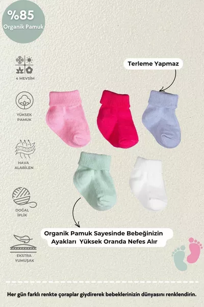 Cotone Biologico Unisex 5 Pezzi Scatola Premium Calzini Neonato