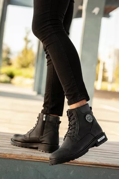 Водо- и студоустойчиви топли подплатени зимни ботуши с връзки Гумена неплъзгаща се подметка Здрави ботуши на открито