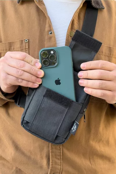 Vicenza Bodybag Chest Bag Borsa a tracolla a tracolla in tessuto di lino impermeabile Antracite