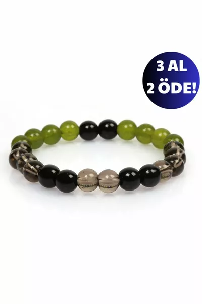 سوار سحر لاكي معتمد من الحجر الطبيعي | أونيكس / أونيكس سموكي كوارتز مولدافيت |هدية الحجر الطبيعي