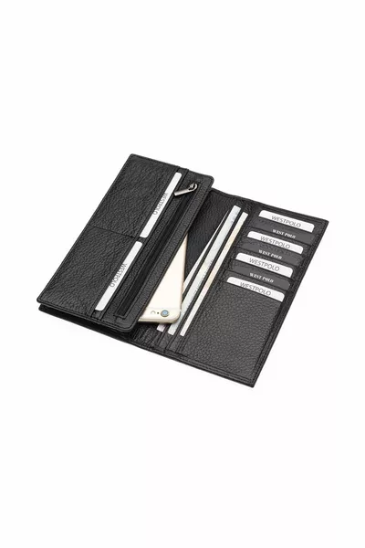 Echtes Leder Lange Brieftasche Handyhalter