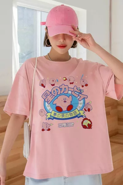 Kirby Anime Koreanischer Lachs Oversize Shaas Freund Damen T-Shirt