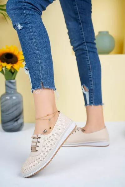 Orthopedische Casual Zachte Vrouwen Huid Geperforeerde Balballers met trekkoord