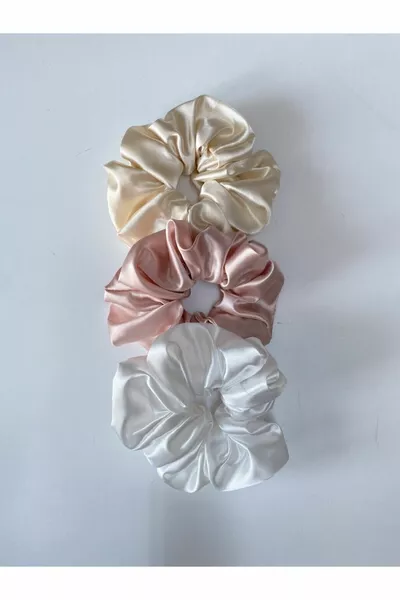 نسائي 3 قطع الساتان الشعر مطاط كليب مجموعة