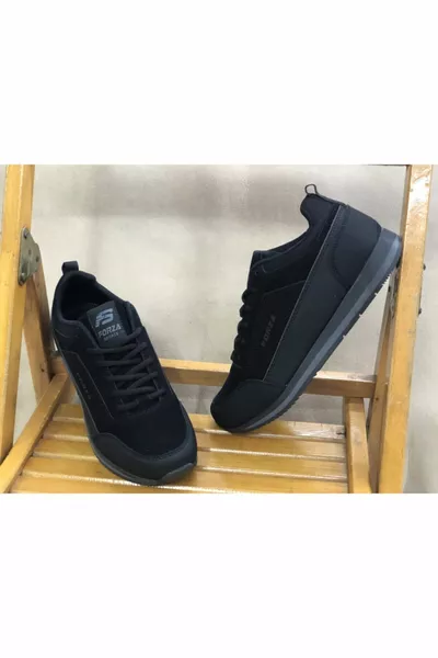 أسود - الرجال الشتاء عدم الانزلاق وحيد العظام عارضة أحذية رياضية كلاسيكية