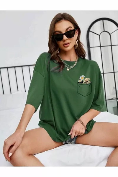 تي شيرت كبير الحجم مطبوع للجنسين بالزهور