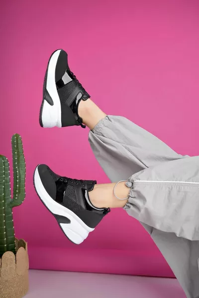 مارلون مضمونة المرأة العظام عالية وحيد عارضة الدانتيل متابعة بريق أحذية رياضية أحذية رياضية