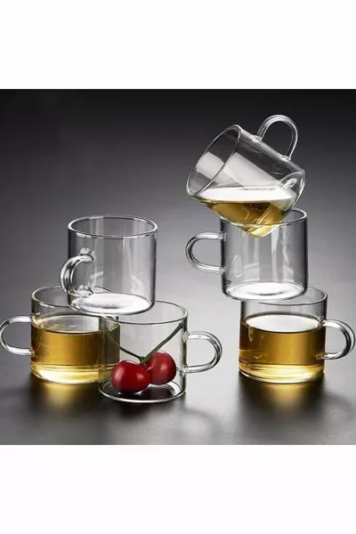 6 قطع  مل بوروسيليكات ميني زجاج فنجان قهوة وشاي