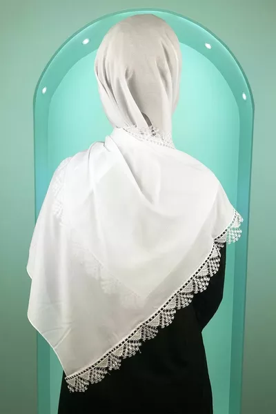 النساء النساء الأم الشيفون الدانتيل الإبرة Ecru الحجاب صلاة مولود الحجاب مساء اللباس شال