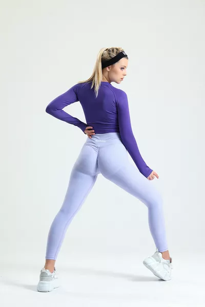 أرجواني شيريد الوركين ودفع اضافية سلس عالية الخصر الورك المشكل طماق المرأة