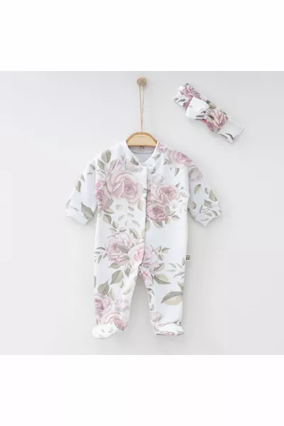 مجموعة بذلة طفلة حديثي الولادة كاميسول الأزهار بذلة وعقال مجموعة حديثي الولادة