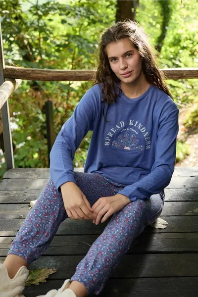 طقم بيجاما حراري أزرق نسائي