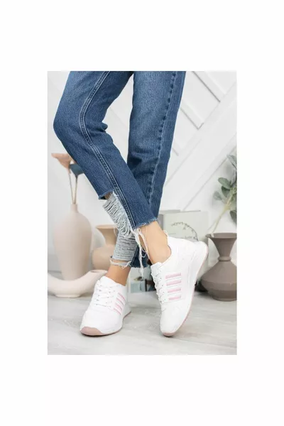 Infinite Kadın Erkek Günlük Genç Sneaker, Ortopedikyürüyüş Ayakkabısı Beyaz Pembe