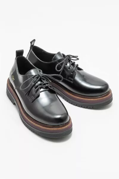 Black Leather Women's Oxford