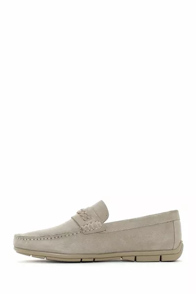 Fly Mocassins décontractés en cuir velours beige pour hommes 