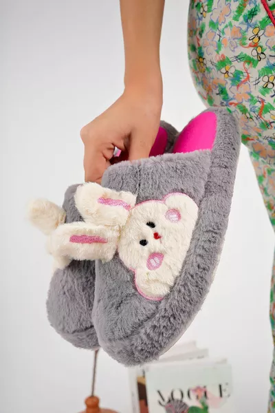 Fluffy Animal Figure Penduf Women's House Slippers