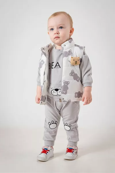 Baby Boy Teddybeer Accessoire Opblaasbaar Vest Trainingspak Twee Touwen Set van 3 
