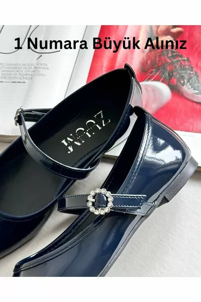 Женские балетки Mary Jane с пряжкой Brave Daisy - темно-синий лакированная кожа